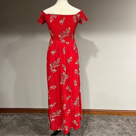 Smocked off shoulder sleeves midi floral dress - Picture 9 of 14